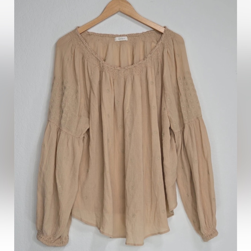 Doen Daisy Peasant Top Toast Size L Womens